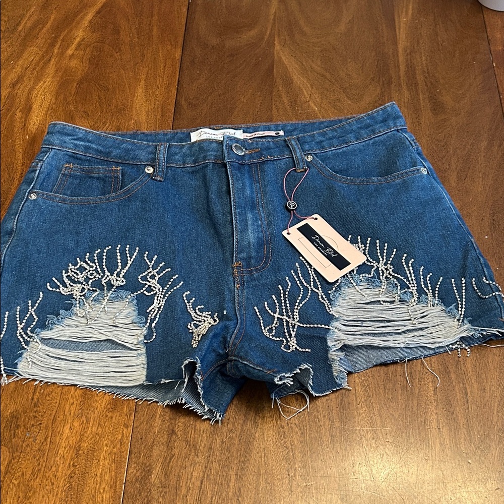 Fashion Nova Blue Distressed Jean Shorts